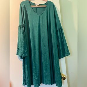 3x Teal Mini Tiered Bell Sleeve Dress